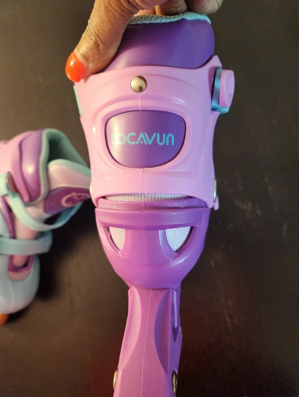Locavun Adjustable Light Up Kids Inline Roller Skates - Purple & Light Blue